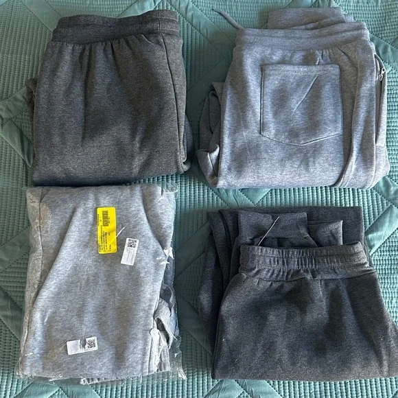 4 Pair Gray Jogger Sweatpants Bundle 2XL Lounge Pants - Picture 1 of 13